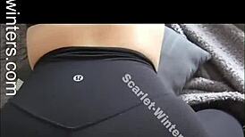 hot big ass teacher in leggings haul, oops!