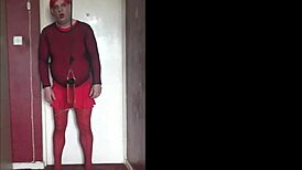 sissy crossdresser swallows piss in bisexual homemade scene, not caring about shy virgin lovers