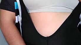 Young latina brunette masturbates in lingerie after spinning class