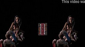 VReal 18K Lesbian Strapon Action in Doggystyle with Hair Pulling Featuring 3D Models Wonder Woman and Harley Quinn