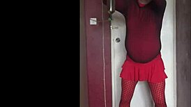 sissy crossdresser swallows piss in bisexual homemade scene, not caring about shy virgin lovers