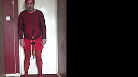 sissy crossdresser swallows piss in bisexual homemade scene, not caring about shy virgin lovers