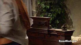 Tied Up Lesbian Slave Bent Over And Roughly Pounded With Strapon By Mistress!