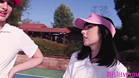 Hot teen bffs slammed hard by tennis coach