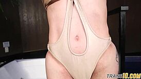 Bikini Shemale Wanks After