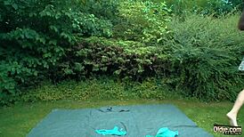 hot brunette has sex in the park with face fucking and riding 😍