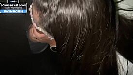 Skinny teen bangs at the gloryhole, cuckolding her old husband in the group! 😈