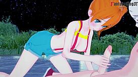 yo, misty giving a wild pov blowjob in anime!