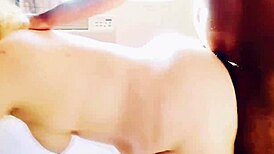 Hot blonde pawg licks cum off her butt