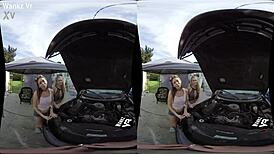 WankzVR - Under the Hood with Alex Blake & Arya Fae Outdoors.