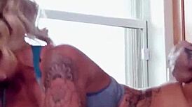 Big ass caucasian milf in group assfucking threesome with bubble butt cumshot.