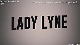 Lady Lyne in Lingerie Deepthroats and Gets Cum on Natural Tits in Slow Motion.