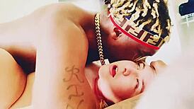 Hot blonde pawg licks cum off her butt