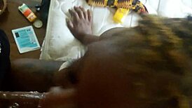 this ebony bbw is giving sloppy deepthroat to a big black cock