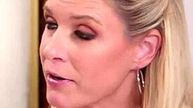 Young Brunette Stepdaughter Licks Blonde Mother-In-Law's Pussy in Taboo Lesbian Kiss