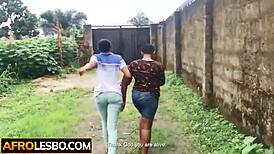 African amateur lesbians Sugarberry and BBW GF enjoy sweet scissoring