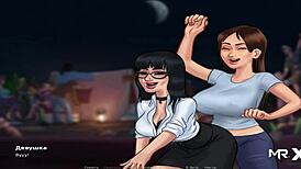 summertimesaga - old classmates dancing seductively on rooftop in episode 2 76