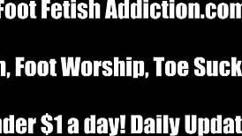 Femdom mistress allows foot touching after begging