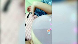 Girl shows white big tits pussy in web chat!