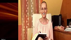 Very hot secretary provides handjob service