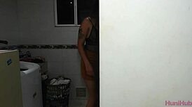 Bella Strips Down, Washes Clothes, and Pisses Boldly in the Laundry Room. Watch Her Now!