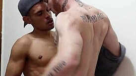 these crossdressing gay guys fuck two black friends bareback in hardcore interracial scene!