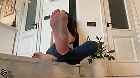 Just some casual foot fetish play in sneakers with a sexy milf.