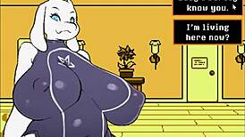 Uddertale parody hentai game ep 1 tori caught masturbating loud and wet