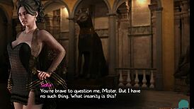 Busty milf Naomi from Treasure of Nadia 131 casually sucking big cock in game