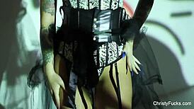 Tattooed American pornstar Christy Mack in pirate themed masturbation video
