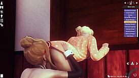 anime girl in the room explores hentai with cartoon characters