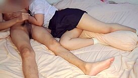 Handjob and blowjob lead to cumshot in homemade amateur scene