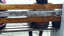 skinny shorty shows butt cleavage at bus stop