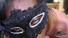 Ebony milf deepthroats cock and swallows cum in mouth