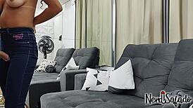 Intensely fucking the hairy brunette latina with small tits and narrow ass.