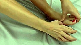 My Stepsister Asks For Feet Film But Gives Footjob And I Cum On Her Red Nails