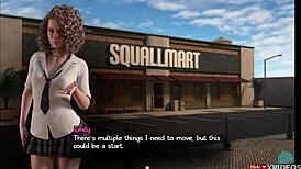 Busty milf Naomi from Treasure of Nadia 131 casually sucking big cock in game