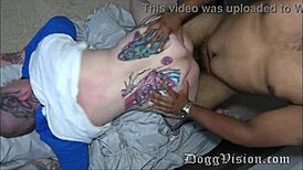 Black Man Licks Tattooed Woman's Pussy in Missionary with Dirty Talk.