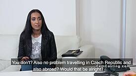 Female Agent Licks Tanned Slim Model