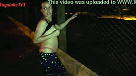Wow! Vagninho and Holy Rubi, Hot Skinny Girl Pissing in Public Park!