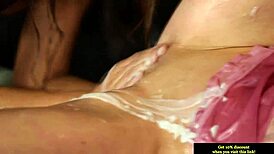 Gloryhole Bukkake Lesbians Drenched in Cum at European Party