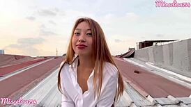 hot japanese secretary undresses in public outdoor setting