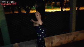 Wow! Vagninho and Holy Rubi, Hot Skinny Girl Pissing in Public Park!