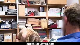 Cute blonde teen shoplifter gets strip searched and fucked by officer