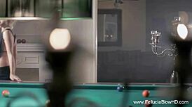 oral sex intense cumshot on pool table