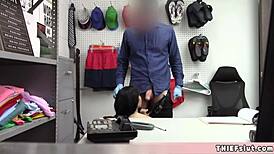 Pale Skinned Brunette Teen With Long Legs Caught By Pervy Older Mall Cop! What Happens Next?