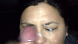 In this pov homemade scene, brunette teen 18+ sucks big cock before getting facial.