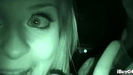 Horny Blonde Babe Delivers Deep Throat Blowjob to Boyfriend in Car
