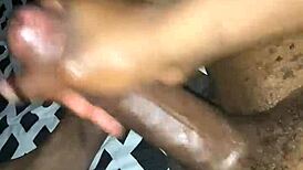 Watch this ebony guy stroke his big black cock solo
