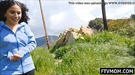 latina milf flashin her tits and ass outdoor